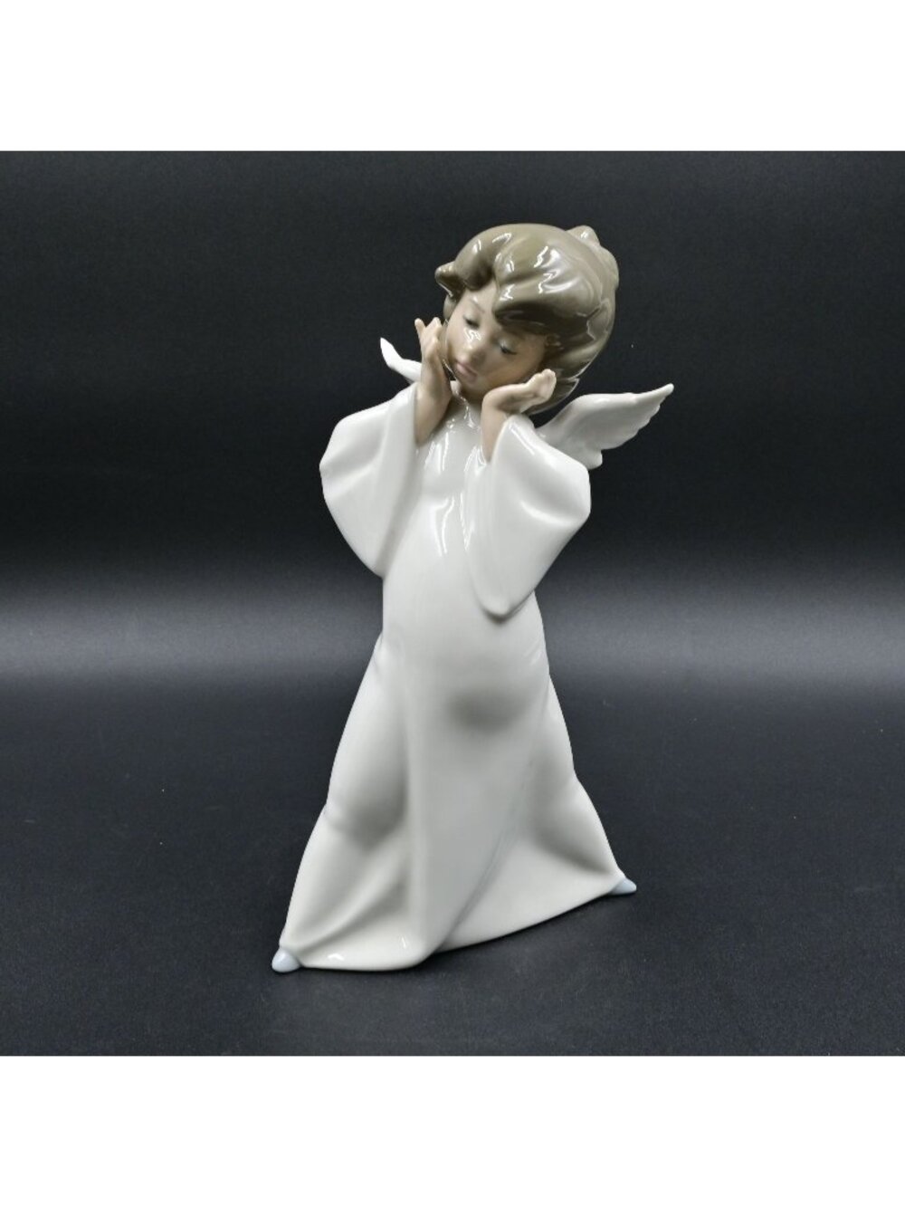 Lladro Mime Angel Figurine 4959 Porcelain Cherub Puzzled Head in Hands Retired